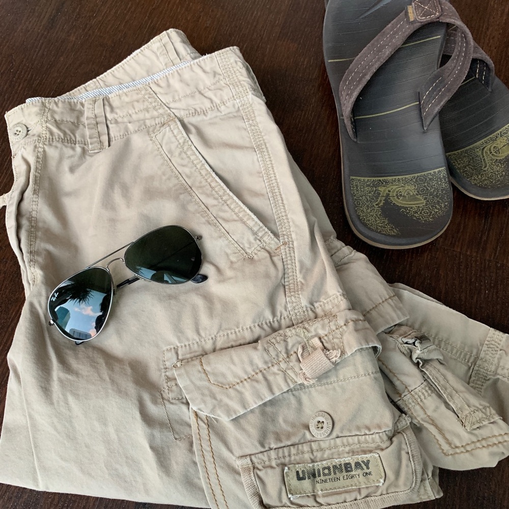 Khaki cargo shorts